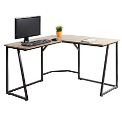 Mendler Bureau d'angle HWC-K66, table d'ordinateur, certifié MVG 76x125x125cm, MDF métal ~ naturel