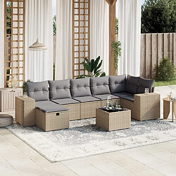 vidaXL Salon de jardin avec coussins 8pcs mélange beige résine tressée