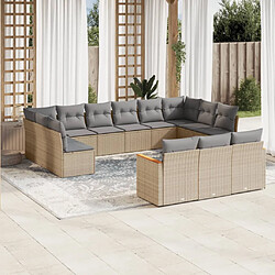 vidaXL Salon de jardin avec coussins 13 pcs beige résine tressée