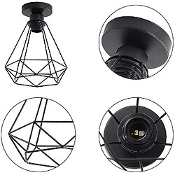 Avis Universal Lampes industrielles en fer plafond lampes en métal noir panier cage lampes en diamant cage plafond lampes pendentif