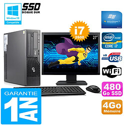 PC Fujitsu Esprimo E500 E85+ SFF I7-2600 4Go Disque 480Go SSD Wifi W7 Ecran 27" · Occasion 