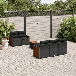 vidaXL Salon de jardin 6 pcs avec coussins noir résine tressée