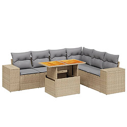 vidaXL Salon de jardin avec coussins 7 pcs beige résine tressée