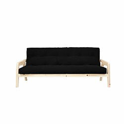 Inside 75 Canapé convertible futon GRAB pin naturel coloris noir couchage 130 cm.