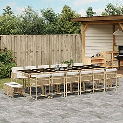 vidaXL Ensemble à manger de jardin et coussins 17 pcs beige