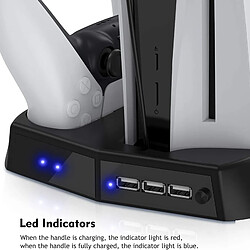 Vertical Stand avec Ventilateur de Refroidissement pour Sony PS5 Numérique Édition & Ultra HD jeu Console, contrôleur de Charge Dock et 3 USB