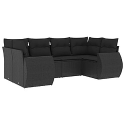 vidaXL Salon de jardin 6 pcs avec coussins noir résine tressée