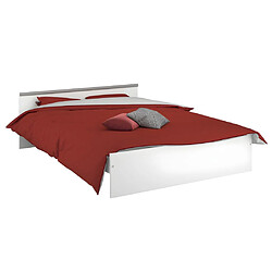 Vente-Unique Lit avec rangements 140 x 190 cm - 2 tiroirs et 1 niche - Coloris : Blanc + Sommier + Matelas - PABLO pas cher