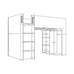 Vente-Unique Lit mezzanine 90 x 190 cm avec rangements - Blanc - COLUMI pas cher