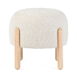 Mes Tabouret rond 45x45x38 cm en tissu bouclette écru - STERCK