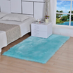 LUUCOZK Tapis Shaggy en fausse fourrure pour chambre à coucher, salon - Bleu clair-180x200cm