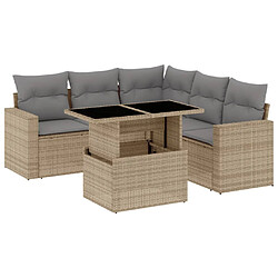 vidaXL Salon de jardin avec coussins 6 pcs beige résine tressée