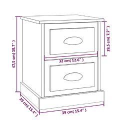 vidaXL Tables de chevet 2 pcs blanc brillant 39x39x47,5 cm pas cher