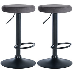 Non Lot de 2 tabourets de bar Ponte velours noir 