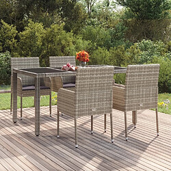 Maison Chic Lot de 4 Chaises de jardin,Fauteuil d'extérieur avec coussins Résine tressée Gris -MN13063