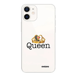 Coque iPhone 12 mini souple transparente Queen Motif Ecriture Tendance Evetane 