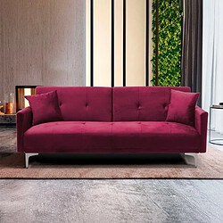 Acheter Modus Sofà Canapé convertible 3 places design clic clac en tissu velours Villolus | Couleur: Rouge