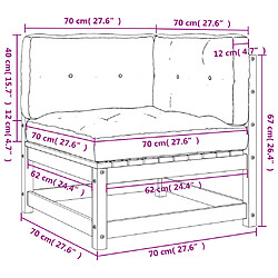 vidaXL Canapés d'angle de jardin et coussins 2 pcs bois de pin massif pas cher