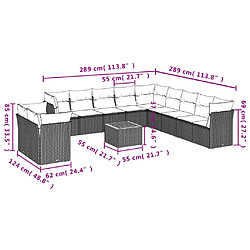 Acheter vidaXL Salon de jardin avec coussins 12 pcs beige résine tressée