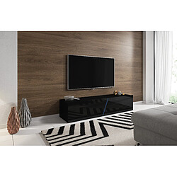 3XELIVING Meuble TV suspendu moderne et tendance Aczi blanc / gris brillant 160cm LED