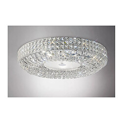 Luminaire Center Plafonnier Enya 9 Ampoules chrome poli/cristal Coloris : chrome poli, verre dépoli Coloris de l'abat jour : givré Diamètre en Cm : 60 Hauteur en Cm : 15 Poids en Kilos : 7,5 Nombre d'ampoules : 9 Type d'am