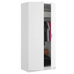 Acheter Pegane Armoire, meuble de rangement en bois mélaminé avec 2 portes coloris blanc - Longueur 81 x Profondeur 52 x Hauteur 184 cm