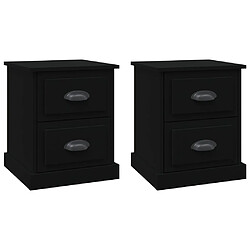 vidaXL Tables de chevet 2 pcs noir 39x39x47,5 cm bois d'ingénierie