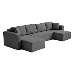 Bestmobilier Topaze - canapé panoramique en U - 7 places - convertible avec coffre - en tissu bouclette