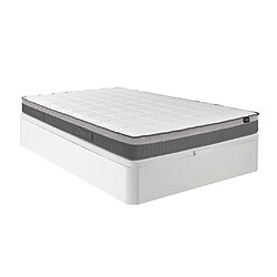 Vente-Unique Ensemble 160 x 200 cm sommier coffre blanc + matelas ressorts ensachés 7 zones et mémoire de forme ép.29cm - MONTAIGNE II de PALACIO 