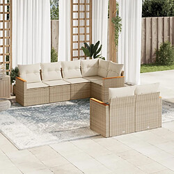 Maison Chic Salon de jardin avec coussins 7 pcs, Ensemble Tables et chaises de jardin, beige résine tressée -GKD928203