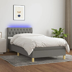 vidaXL Sommier à lattes de lit et matelas et LED Gris foncé 100x200 cm 