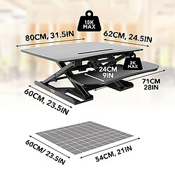 Duronic DM05D6 Poste de Travail Assis-Debout de 80 cm pour écran - Hauteur Ajustable de 11 à 43 cm - Compatible avec Support de Bureau