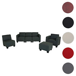 Mendler Modular Sofa-System Ensemble de canapés Lyon 3-1-1-1, similicuir ~ gris foncé 