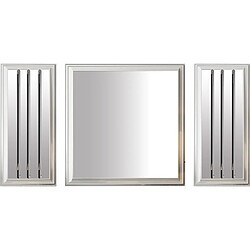 Vivenla Lot de 3 miroirs design en bois 100% mdf laqué blanc avec miroir fumé collection Angel L. 40-90-40 x P. 3-3-3 x H. 90-90-90 cm ANGEL