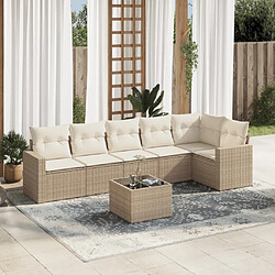 vidaXL Salon de jardin avec coussins 7 pcs beige résine tressée