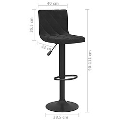 vidaXL Tabouret de bar Noir Velours pas cher