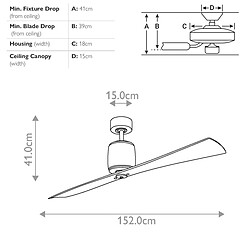 Elstead Lighting Ventilateur de Plafond 152cm 2 Pales Bronze Brossé à l'Huile, Télécommande