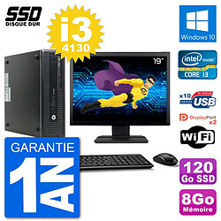 PC HP EliteDesk 800 G1 Ecran 19" Core i3-4130 RAM 8Go SSD 120Go Windows 10 Wifi · Occasion 