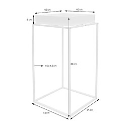 ML-Design Support pour Plantes, Métal Blanc, 45x45x80 cm, Carré, Empilable, Surface de Dépôt avec Bord Élevé, Plateau Amovible, Intérieur/Extérieur, Bac à Fleurs, Table d'Appoint, Porte-fleurs Moderne pas cher