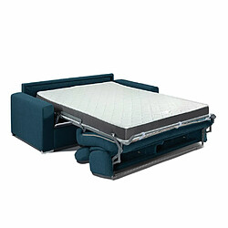 Inside 75 Canapé convertible EXPRESS DARWIN têtières réglables couchage 120cm matelas 16cm tissu tweed bleu pétrole