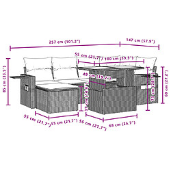 vidaXL Salon de jardin avec coussins 7 pcs marron résine tressée pas cher