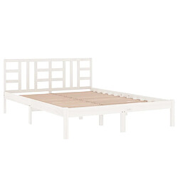 Acheter Maison Chic Lit Moderne Chambre - Cadre/structure de lit pour adulte Blanc Bois massif 140x200 cm -MN41540