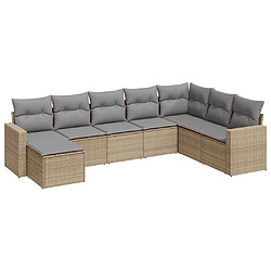 vidaXL Salon de jardin avec coussins 8 pcs beige résine tressée