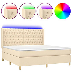 Maison Chic Lit adulte- Lit + matelas + LED,Sommier à lattes de lit matelas et LED Crème 180x200 cm Tissu -GKD61669