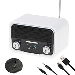 Radio Bluetooth, Tuner FM,Lecture MP3, Port USB et carte SD, Sans Fil, Portable, , Blanc, Adler, AD1185