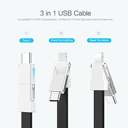 Acheter Wewoo Câble multifonction 3 en 1 USB vers Lightning 8 broches + Micro USB + de données et charge magnétique USB-C / Type-C avec porte-clés, pour iPhone, Galaxy, Huawei, Xiaomi, HTC, Sony autres téléphones intelligents (Noir)