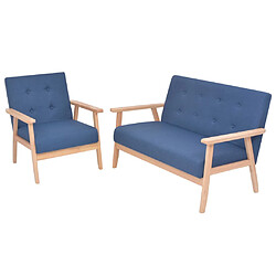 vidaXL Ensemble de canapé 2 pcs Tissu bleu