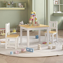 vidaXL Ensemble de table et chaises pour enfants 3 pcs Blanc et beige