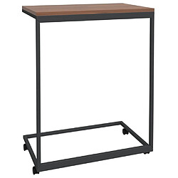 Maison Chic Table d'appoint | Table Basse avec roues Noir 55x35x70 cm Bois d'ingénierie -GKD58885 pas cher