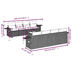 vidaXL Salon de jardin avec coussins 9 pcs beige résine tressée pas cher